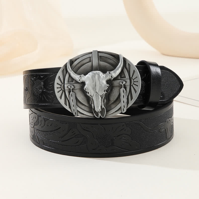 Herren gravierter Mad Bull Ledergürtel