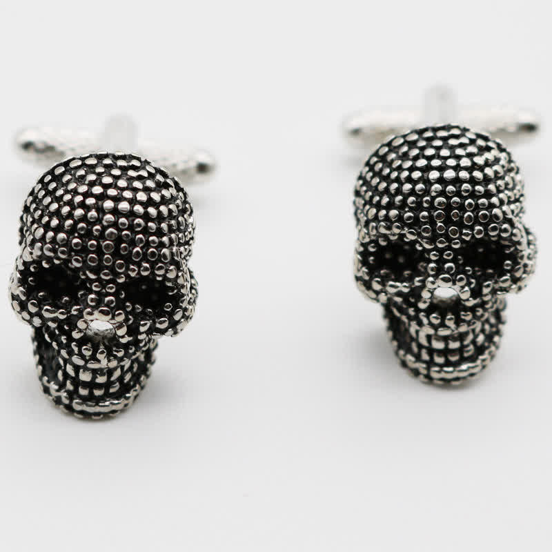 1 Paar silberfarbene Manschettenknöpfe mit Punk-Totenkopf für Herren - image 3