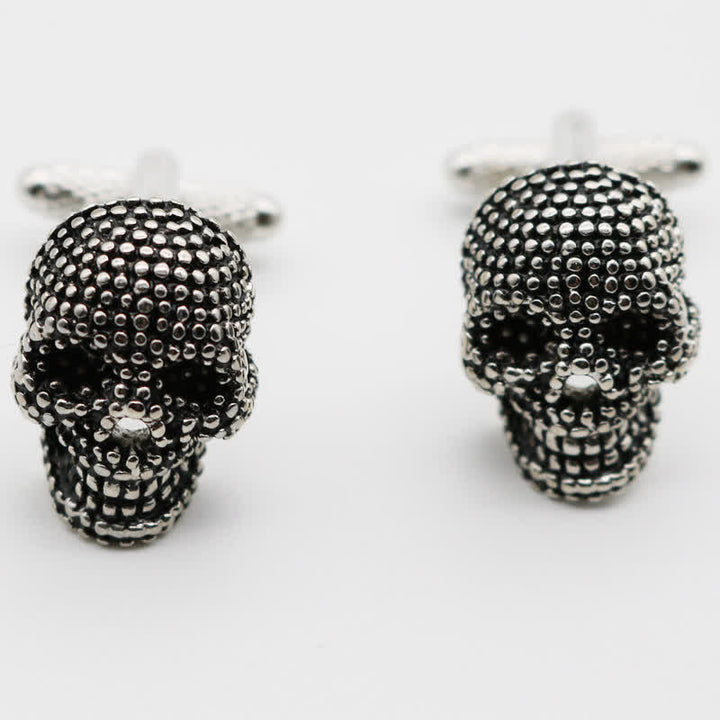 1 Paar silberfarbene Manschettenknöpfe mit Punk-Totenkopf für Herren - image 3