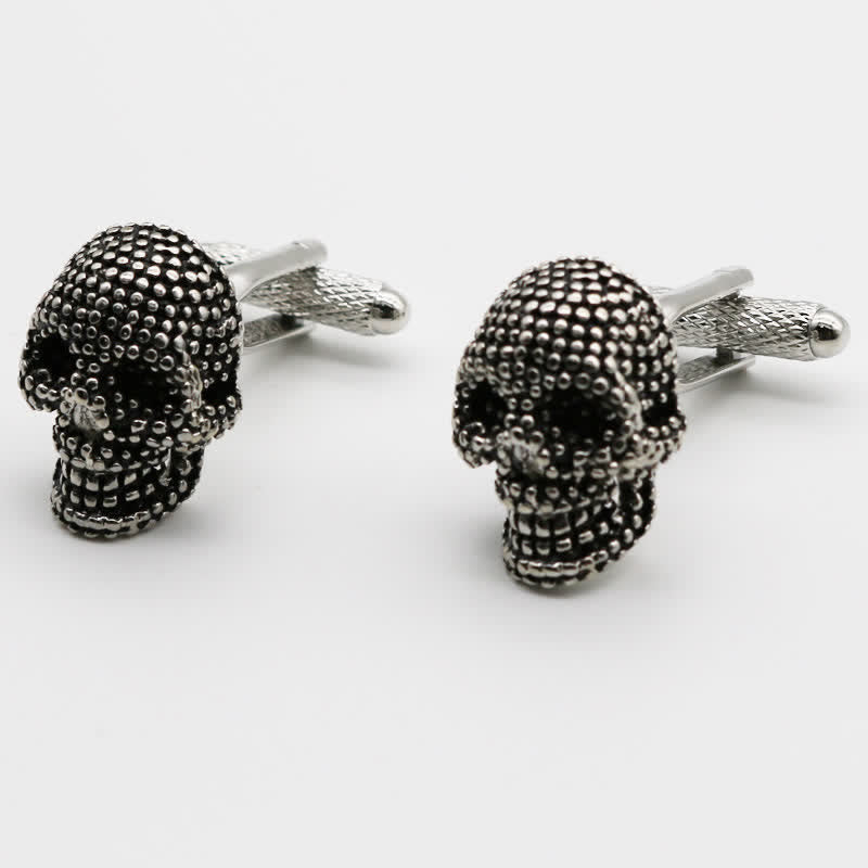 1 Paar silberfarbene Manschettenknöpfe mit Punk-Totenkopf für Herren - Silber - image 1