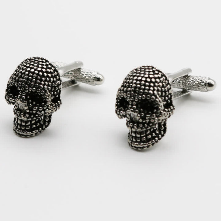 1 Paar silberfarbene Manschettenknöpfe mit Punk-Totenkopf für Herren - Silber - image 1