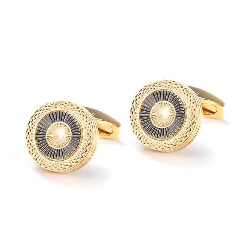 1 Paar runde Manschettenknöpfe mit Reifenmuster für Herren - image 2