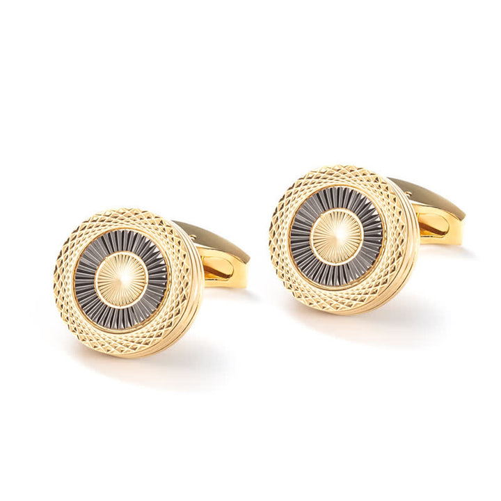 1 Paar runde Manschettenknöpfe mit Reifenmuster für Herren - image 2