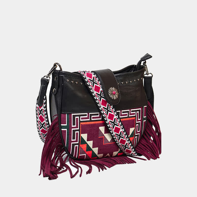 Umhängetasche mit französischen und einheimischen Aztekenmotiven für Damen