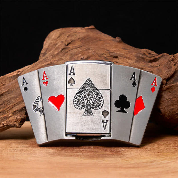 DIY 4 Aces Poker Ledergürtel für Herren mit verstecktem Feuerzeug