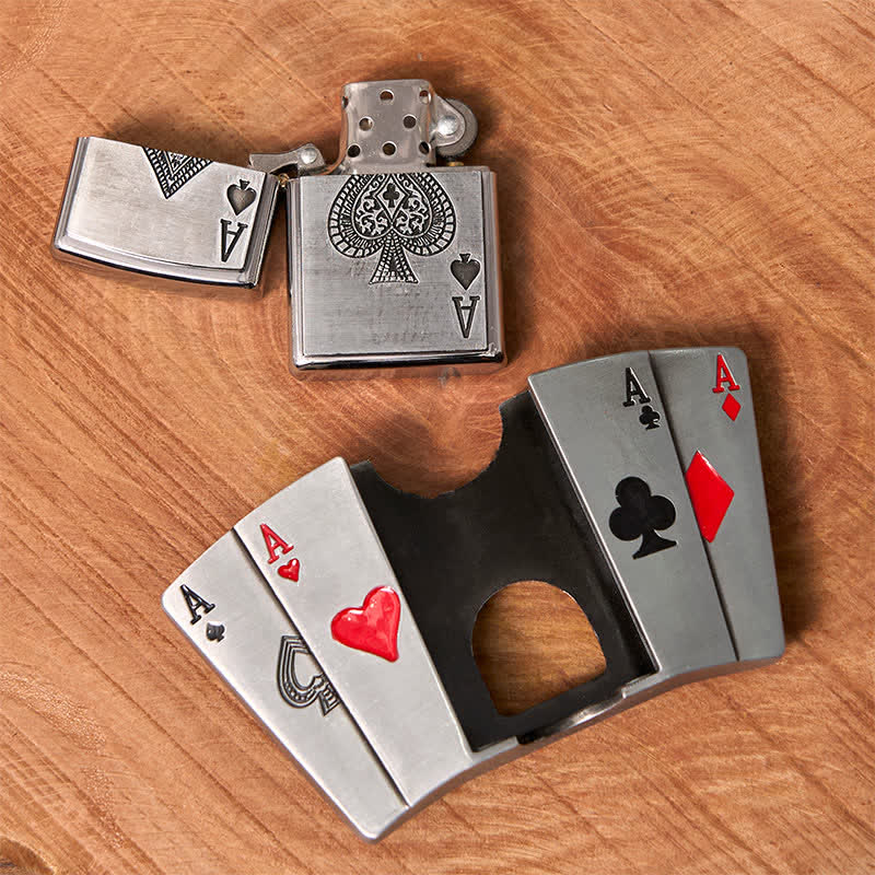 DIY 4 Aces Poker Ledergürtel für Herren mit verstecktem Feuerzeug