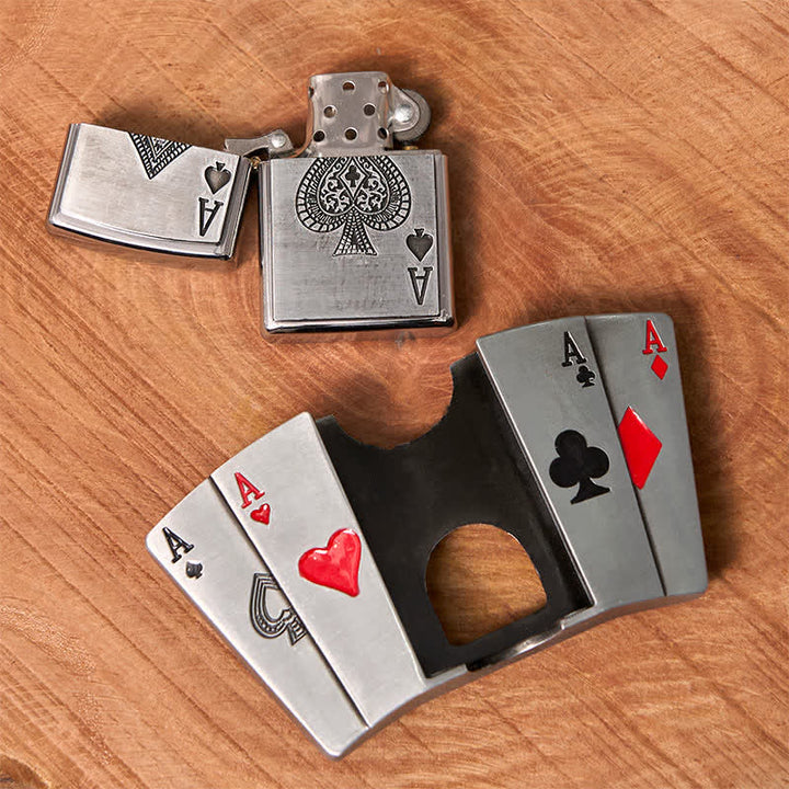 DIY 4 Aces Poker Ledergürtel für Herren mit verstecktem Feuerzeug