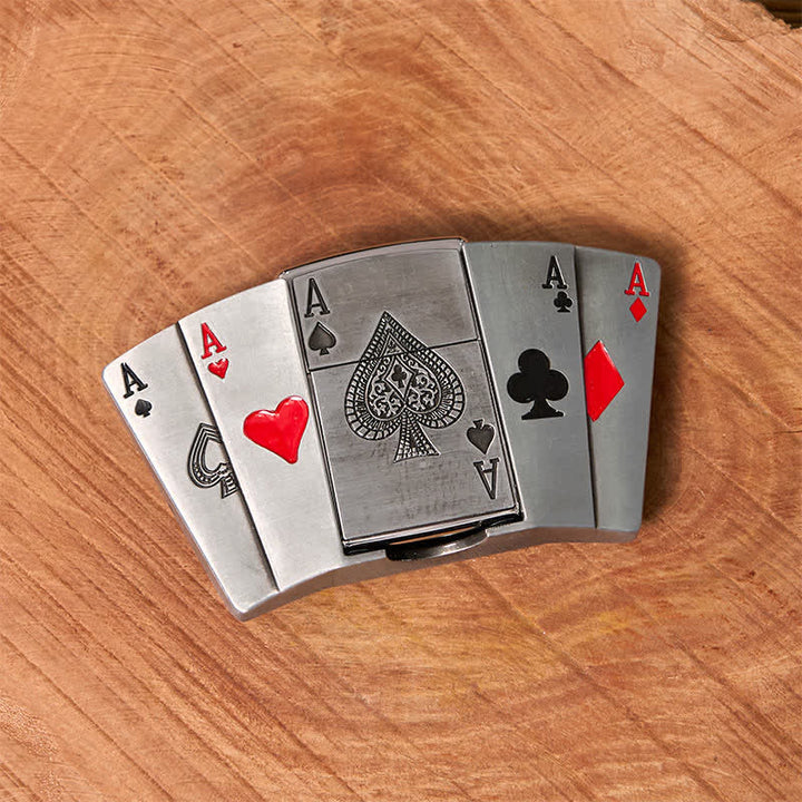 DIY 4 Aces Poker Ledergürtel für Herren mit verstecktem Feuerzeug