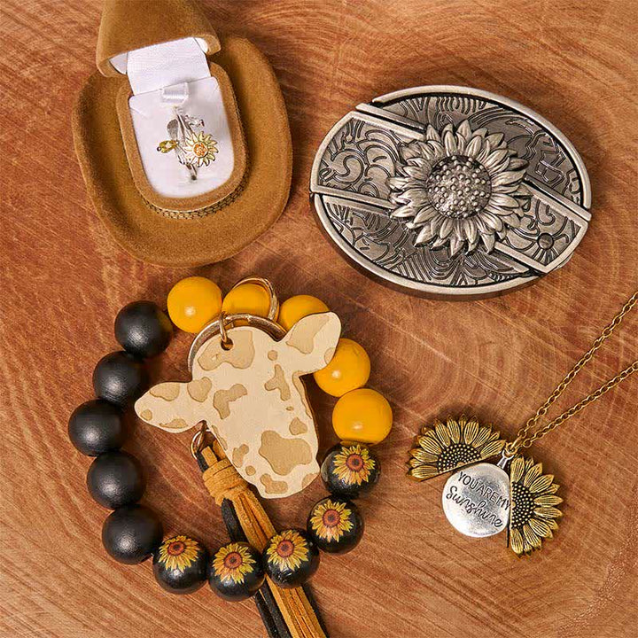 Sonnenblumen-Thema DIY verstecktes Messer Gürtelschnalle Halskette Armband Bundle Set