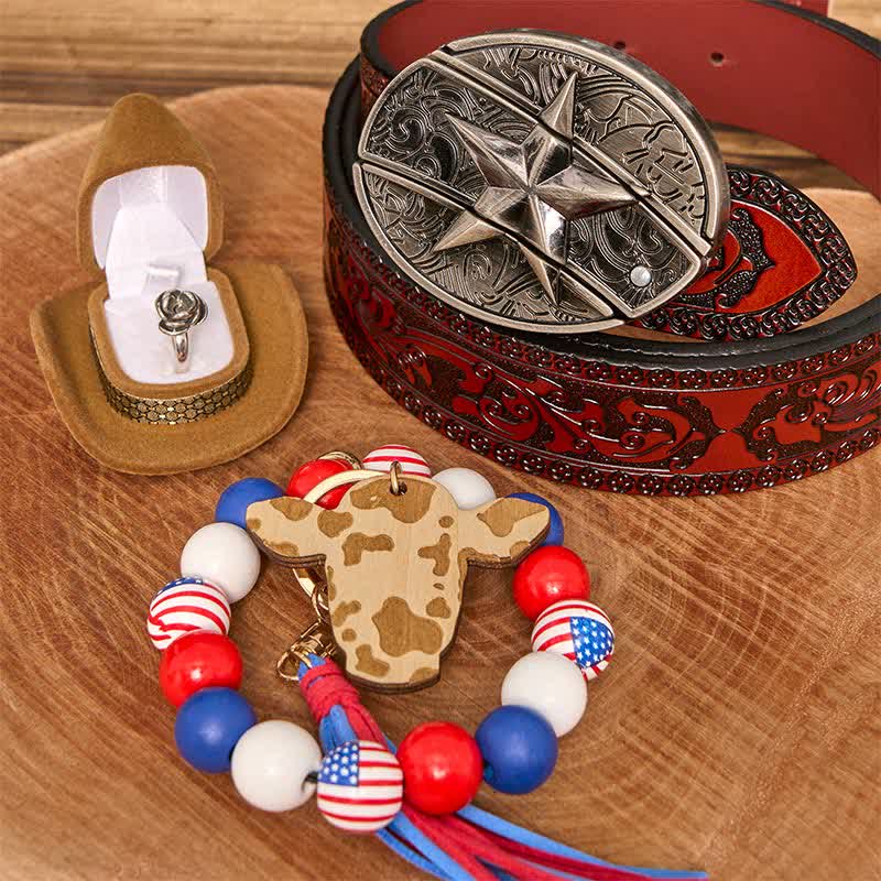 Stern DIY verstecktes Messer Gürtelschnalle Halskette Flagge amerikanisches Armband Bundle Set