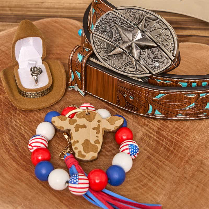 Stern DIY verstecktes Messer Gürtelschnalle Halskette Flagge amerikanisches Armband Bundle Set