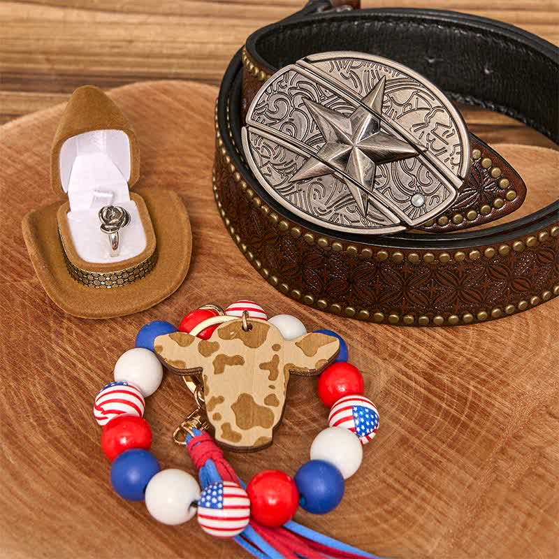 Stern DIY verstecktes Messer Gürtelschnalle Halskette Flagge amerikanisches Armband Bundle Set