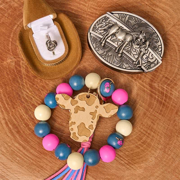Cowgirl DIY Verstecktes Messer Gürtelschnalle Holzperlen Armband Bundle Set