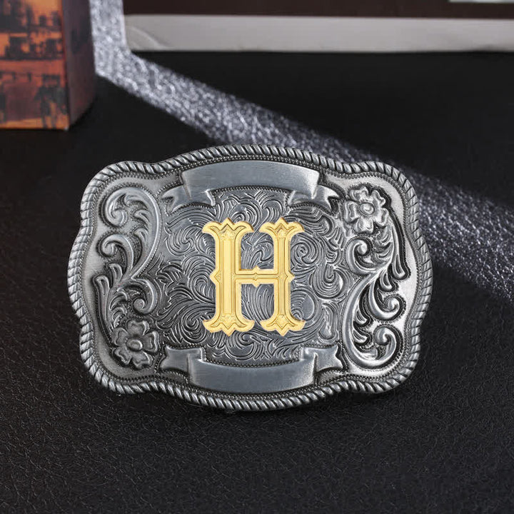 Herren-DIY-Ledergürtel mit quadratischer Schnalle im Retro-Stil mit Anfangsbuchstaben - H - Ohne Gürtel - image 10