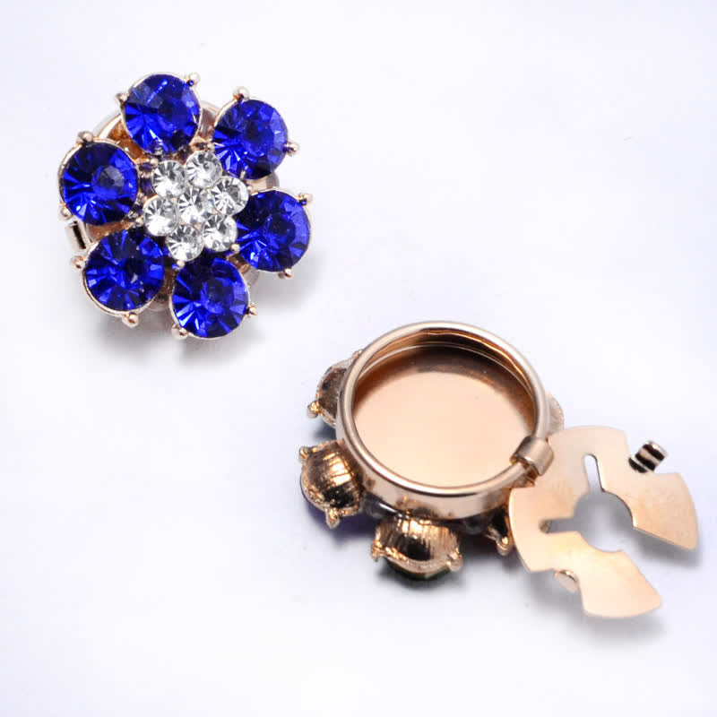 1 Paar glänzende Knopfabdeckungen mit Perlen-Strass zum Aufstecken. - Blau - image 8