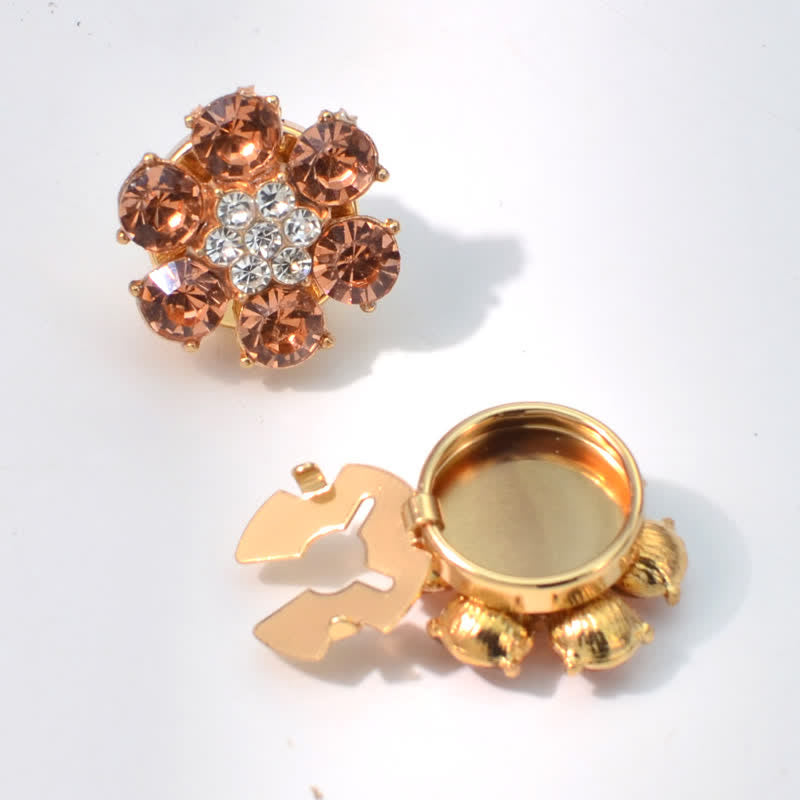 1 Paar glänzende Knopfabdeckungen mit Perlen-Strass zum Aufstecken. - Sekt - image 7