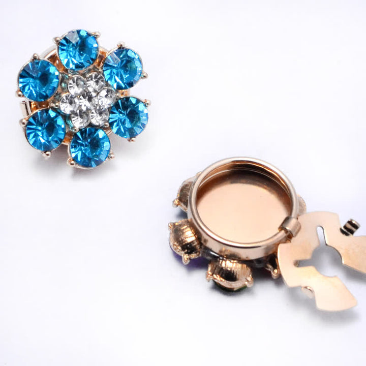1 Paar glänzende Knopfabdeckungen mit Perlen-Strass zum Aufstecken. - Himmelblau - image 12