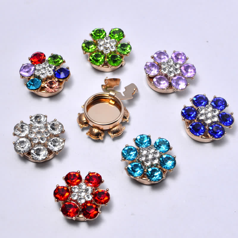 1 Paar glänzende Knopfabdeckungen mit Perlen-Strass zum Aufstecken. - image 5