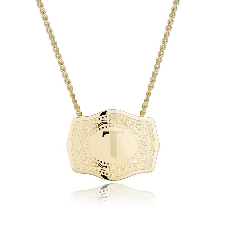 Goldene Halskette mit geprägtem Mini-Anfangsbuchstaben