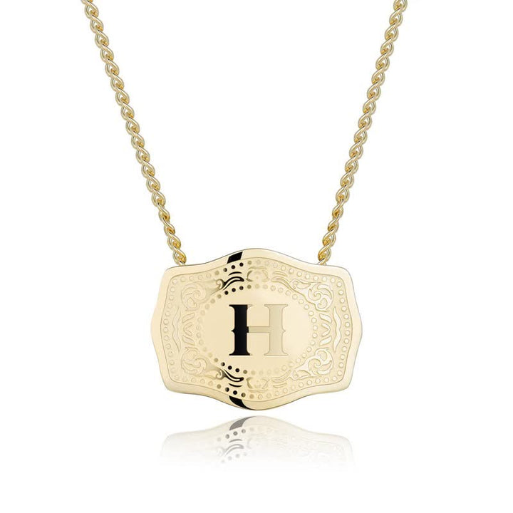 Goldene Halskette mit geprägtem Mini-Anfangsbuchstaben