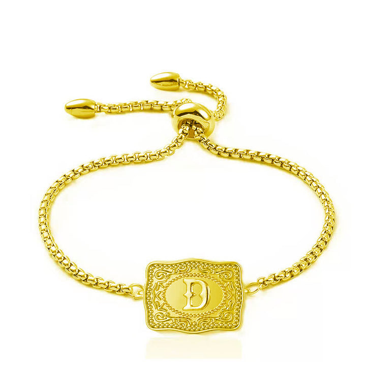 18 Karat vergoldetes Armband mit geprägtem Mini-Anfangsbuchstaben