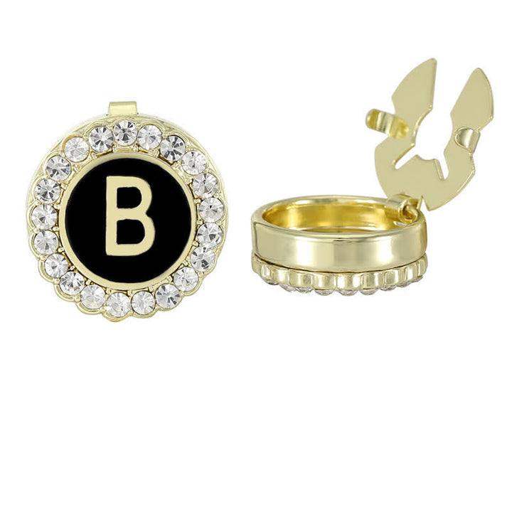 1 Paar Hemdknopfabdeckungen zum Aufstecken mit schwarzen und goldenen Initialen - B - image 5
