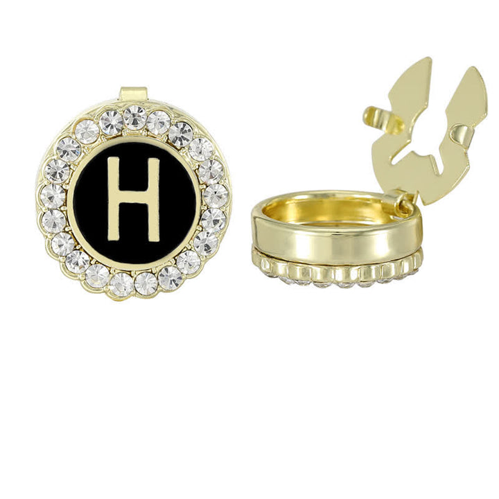 1 Paar Hemdknopfabdeckungen zum Aufstecken mit schwarzen und goldenen Initialen - H - image 11