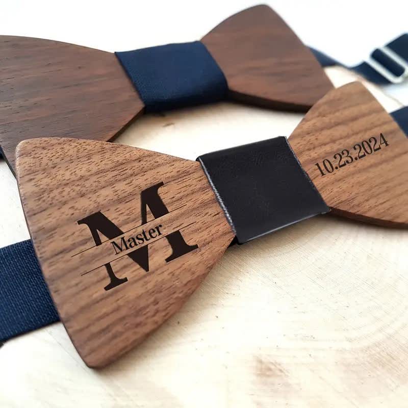 Personalisierter Name Herren Fliege aus Holz mit Gravur für Hochzeit - image 5
