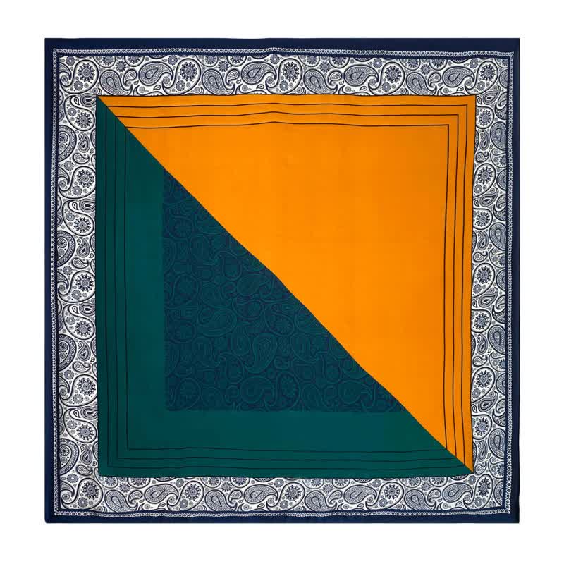 Eleganter, farblich passender, quadratischer Paisley-Schal aus Kunstseide für Herren