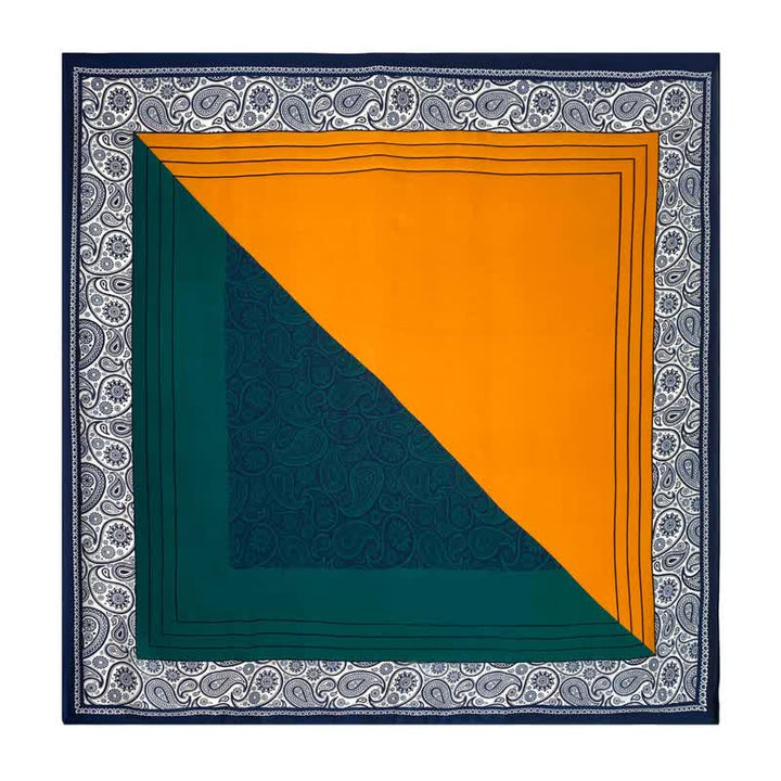 Eleganter, farblich passender, quadratischer Paisley-Schal aus Kunstseide für Herren
