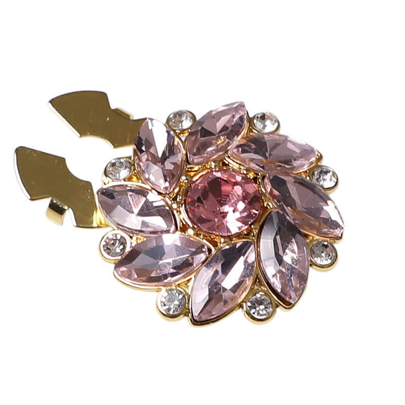 1 Paar Hemdknopfabdeckungen mit Kristallblumen-Strass zum Aufstecken - Rosa - image 1