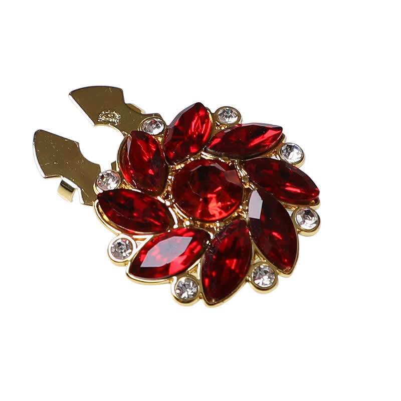 1 Paar Hemdknopfabdeckungen mit Kristallblumen-Strass zum Aufstecken - Rot - image 8