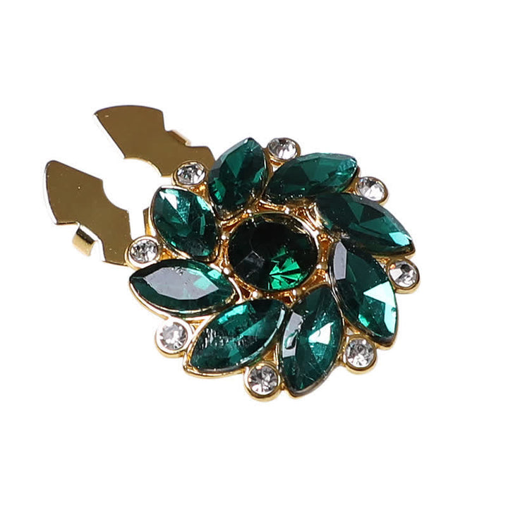 1 Paar Hemdknopfabdeckungen mit Kristallblumen-Strass zum Aufstecken - Grün - image 7