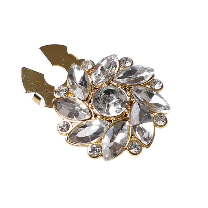 1 Paar Hemdknopfabdeckungen mit Kristallblumen-Strass zum Aufstecken - Gold & Weiß - image 6