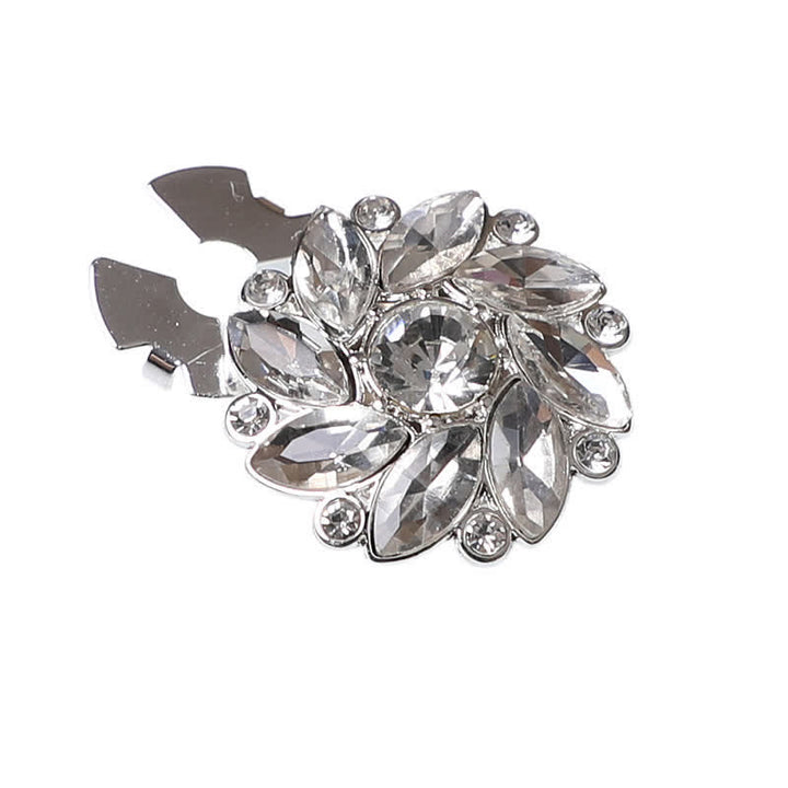 1 Paar Hemdknopfabdeckungen mit Kristallblumen-Strass zum Aufstecken - Silber & Weiß - image 5