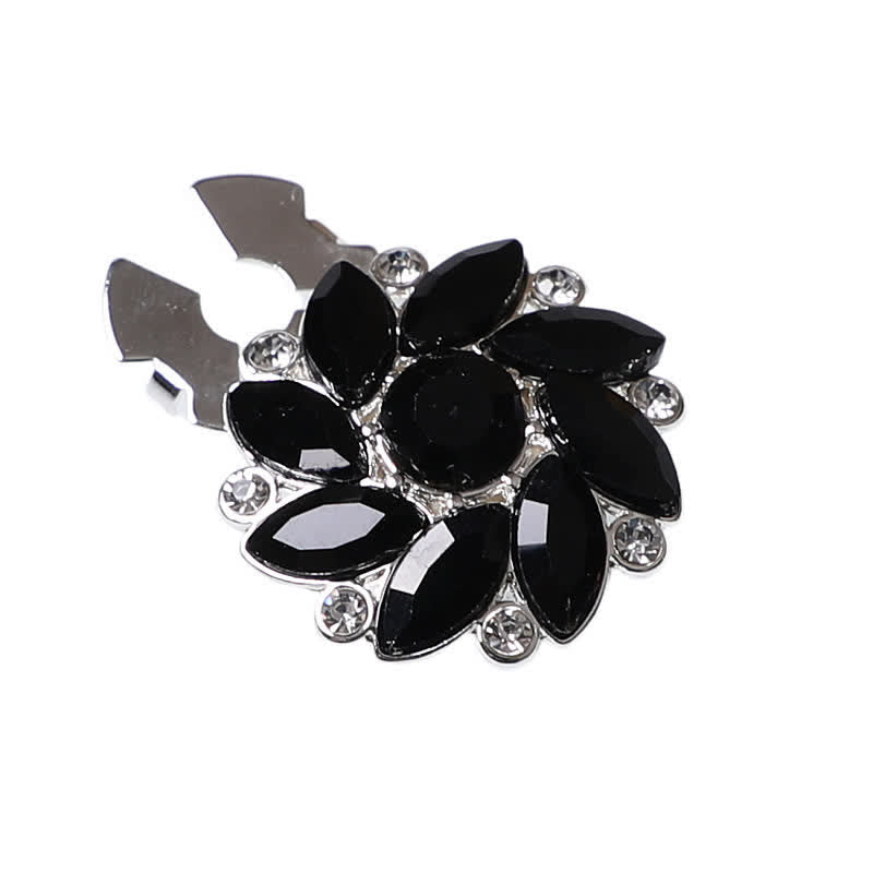 1 Paar Hemdknopfabdeckungen mit Kristallblumen-Strass zum Aufstecken - Schwarz - image 3