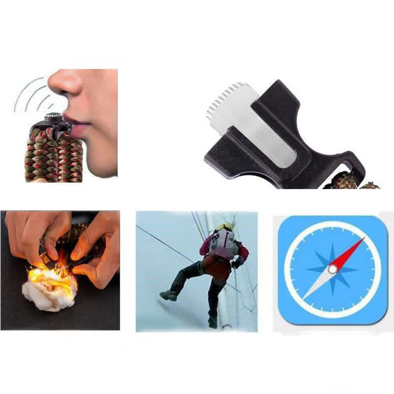 5 in 1 Survival Kompass Pfeife Multifunktions-Kit Armband