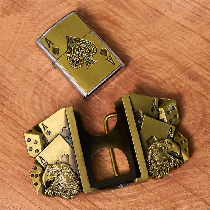DIY-Gürtelschnalle aus goldenem Leder für Herren mit verstecktem Feuerzeug