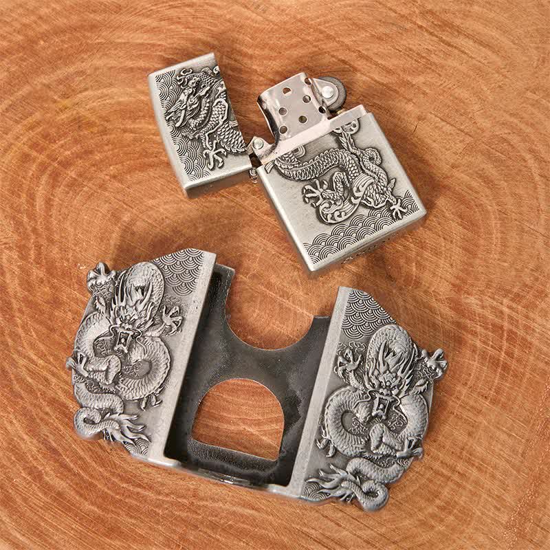 DIY-Ledergürtel für Herren mit drei Drachen und verstecktem Feuerzeug