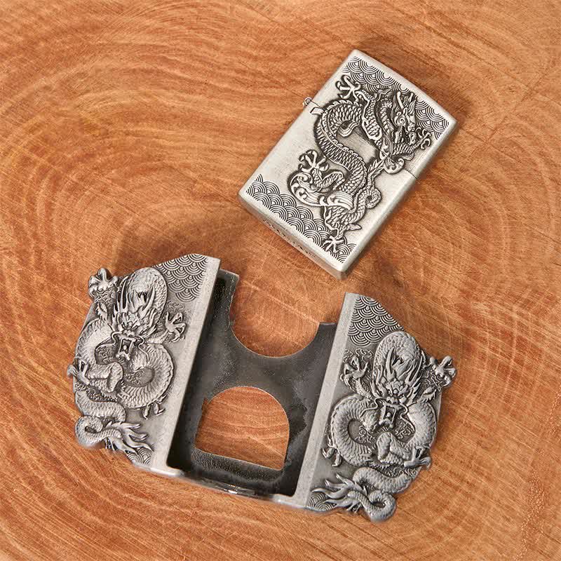 DIY-Ledergürtel für Herren mit drei Drachen und verstecktem Feuerzeug