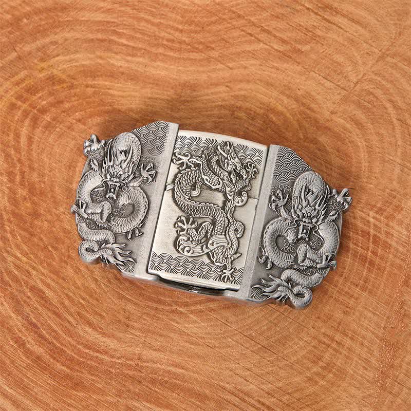 DIY-Ledergürtel für Herren mit drei Drachen und verstecktem Feuerzeug