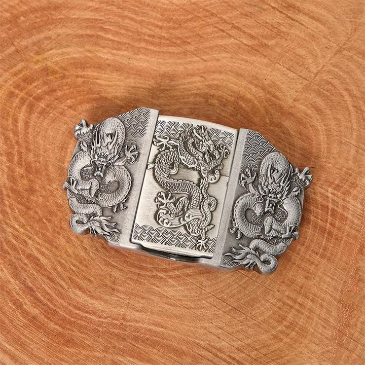 DIY-Ledergürtel für Herren mit drei Drachen und verstecktem Feuerzeug