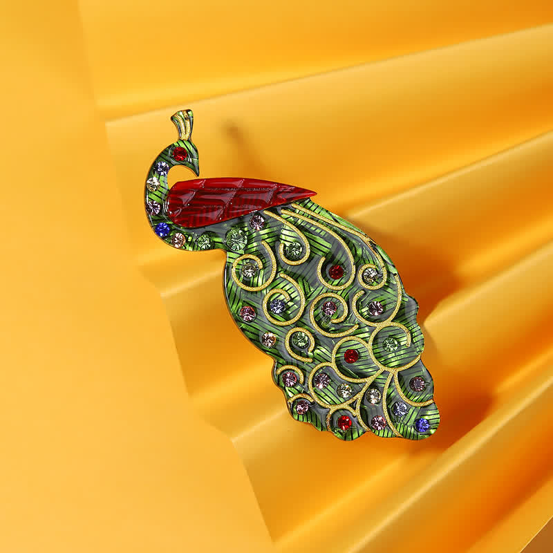 Grüne Pfauenvogel-Brosche aus Acryl, handgefertigt - Grün - image 1
