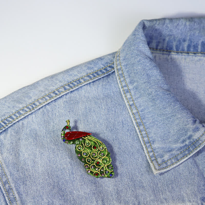 Grüne Pfauenvogel-Brosche aus Acryl, handgefertigt - image 2