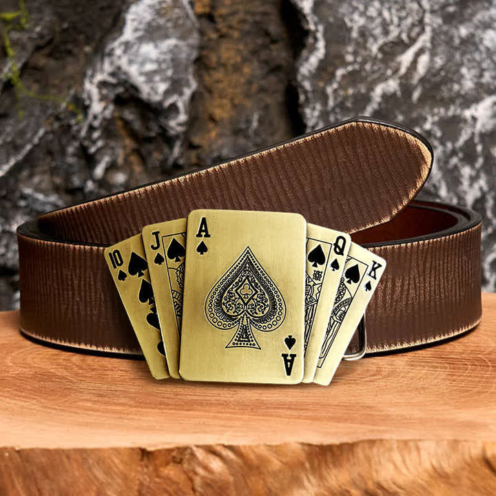 Herren DIY Bronze Royal Flush Ledergürtel mit verborgenem Feuerzeug