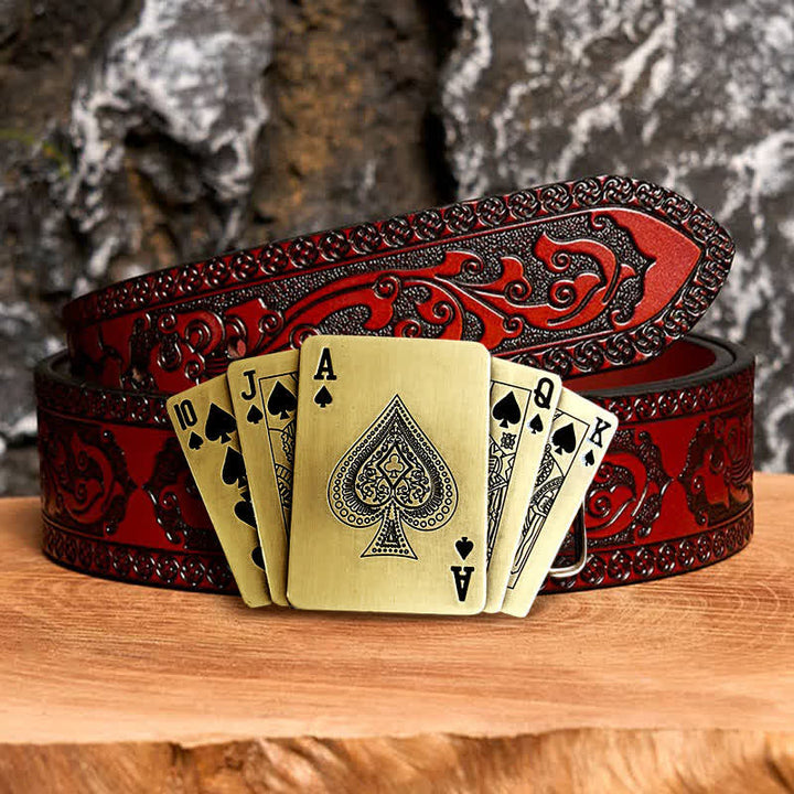 Herren DIY Bronze Royal Flush Ledergürtel mit verborgenem Feuerzeug