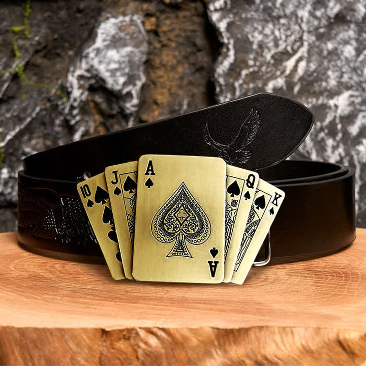 Herren DIY Bronze Royal Flush Ledergürtel mit verborgenem Feuerzeug