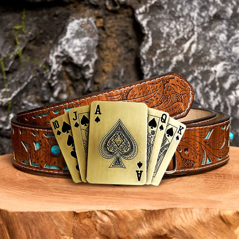 Herren DIY Bronze Royal Flush Ledergürtel mit verborgenem Feuerzeug