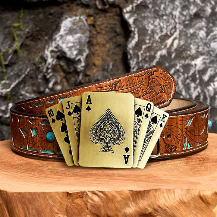 Herren DIY Bronze Royal Flush Ledergürtel mit verborgenem Feuerzeug