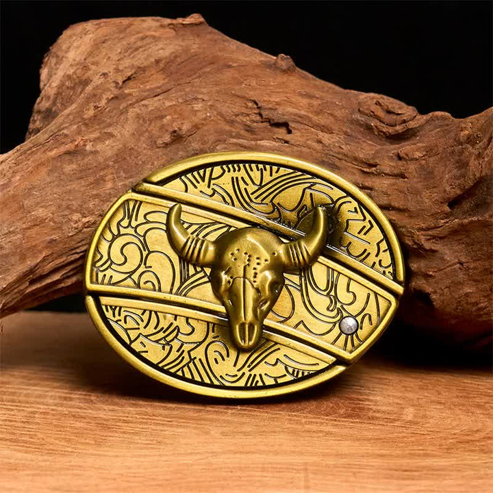 Herren DIY Bronze Longhorn Bull Verstecktes Klappmesser Ledergürtel - Longhorn-Bulle - Ohne Gürtel - Nicht im Lieferumfang enthaltener Gürtel - image 1